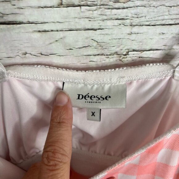 Deesse Lingerie white pink Night Gown Built in Bra Stretchy Soft Sleeveless - Picture 4 of 6